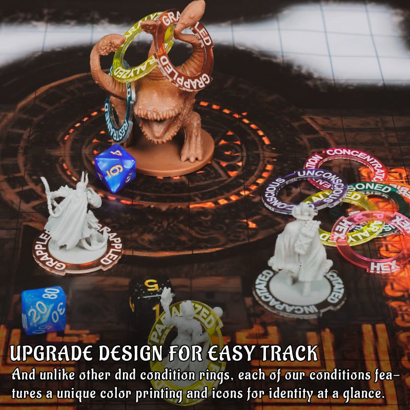 CZYY Upgraded Condition Rings 96 PCS Status Effect Markers in 24 Conditions & Spells Magic Book Storage Box Great DM Tool for Dungeons & Dragons, Pathfinder, D&D and RPG Miniatures - Image 2